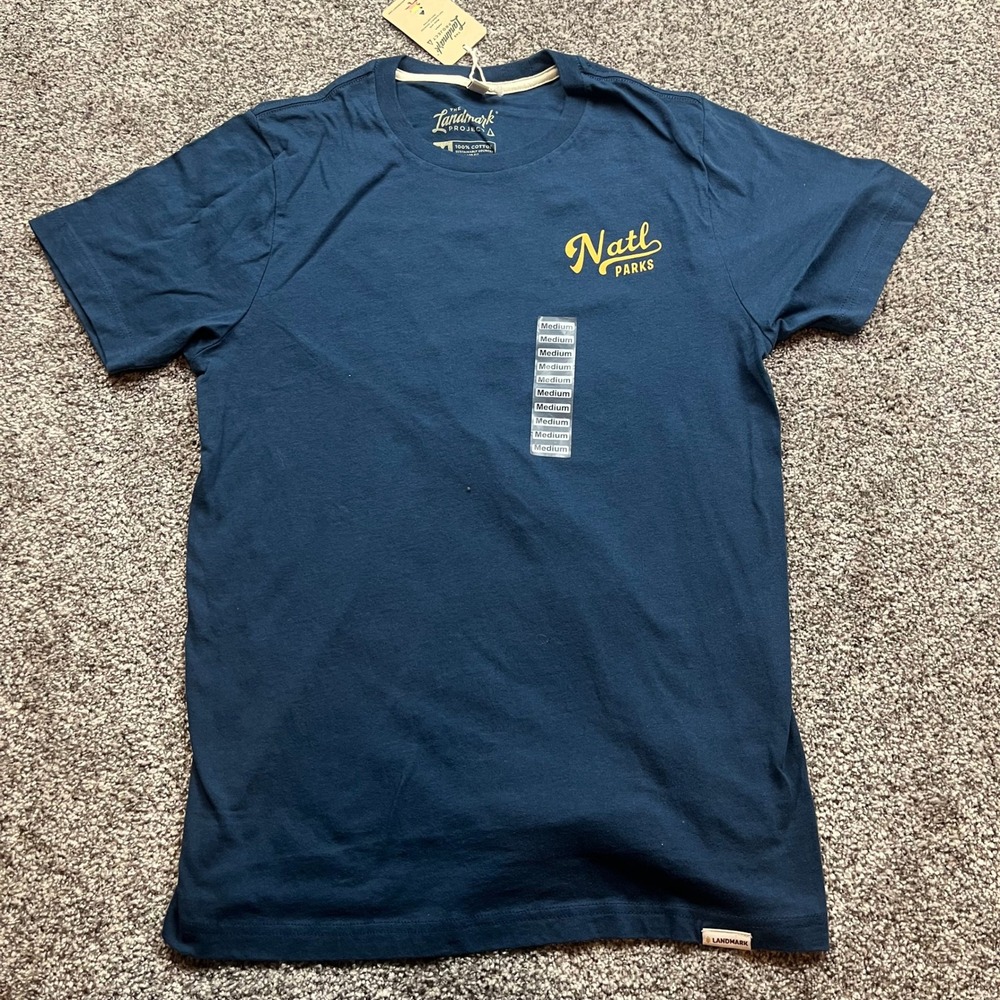 The Landmark Project T Shirt Mens Medium Natl Parks Graphic Navy Blue Cotton